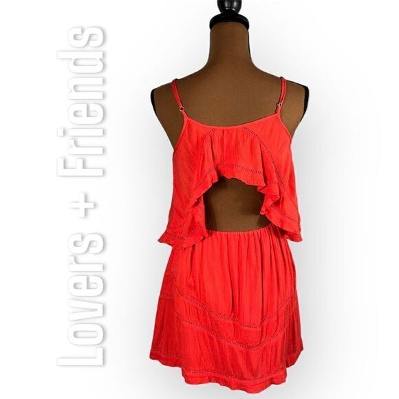 Lovers + Friends, Paradise Bay Dress in Coral Sleeveless Open Back Women’s Small - Picture 4 of 15
